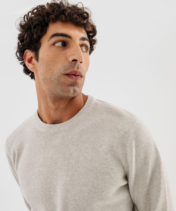 Pull col rond en coton uni homme vue7 - GEMO (HOMME) - GEMO