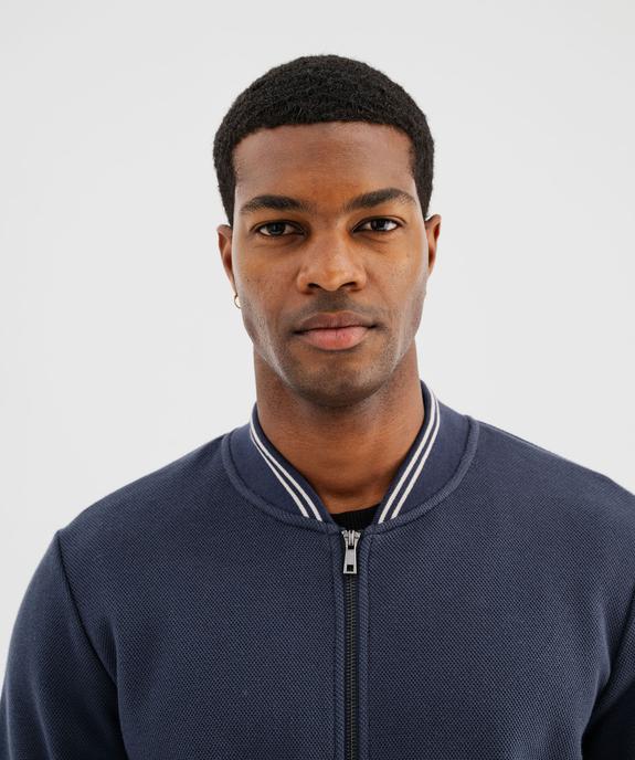 Sweat zippé en maille piquée avec finitions bicolores homme vue4 - GEMO (HOMME) - GEMO