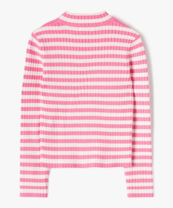 Pull rayé en maille côtelée fille - GEMO (ENFANT) Pull rayé en maille côtelée fille vue4 - GEMO (ENFANT) - GEMO