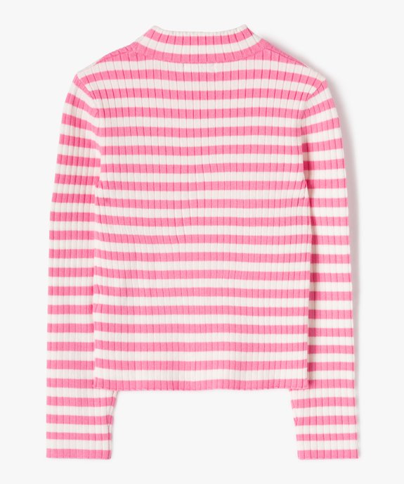 Pull rayé en maille côtelée fille vue4 - GEMO (ENFANT) - GEMO