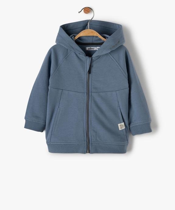 Sweat bébé garçon à capuche et fermeture zippée vue1 - GEMO 4G BEBE - GEMO