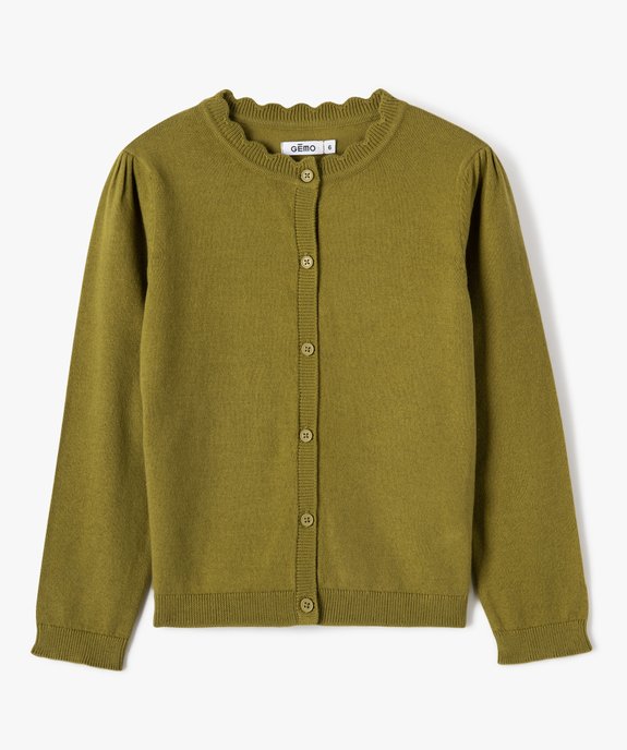 Gilet fille en maille fine à col fantaisie vue1 - GEMO (ENFANT) - GEMO