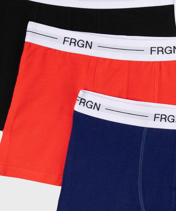 Boxer en coton stretch uni garçon - Freegun (lot de 3) vue2 - FREEGUN - GEMO