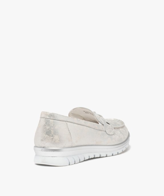 Mocassins femme en cuir uni métallisé à semelle crantée vue4 - GEMO (CONFORT) - GEMO