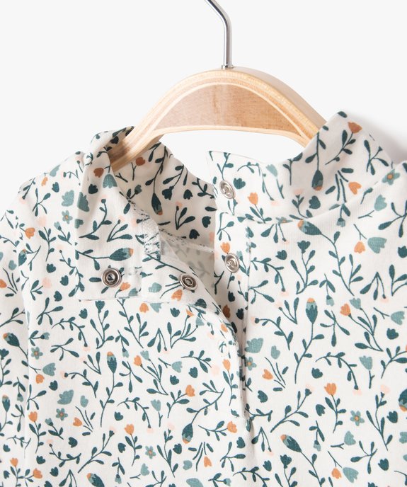 Tee-shirt manches longues à col montant imprimé fleuri bébé fille vue3 - GEMO(BEBE DEBT) - GEMO