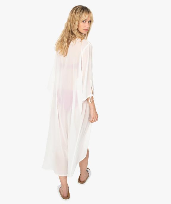 Kimono de plage femme en voile transparent vue3 - GEMO (PLAGE) - GEMO