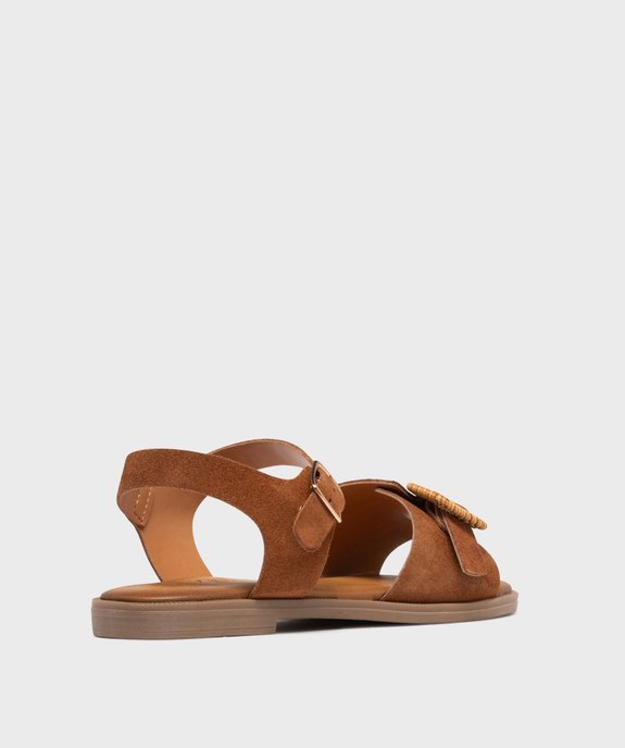 Sandales en cuir suédé à boucle fantaisie femme - Tanéo vue3 - TANEO - GEMO