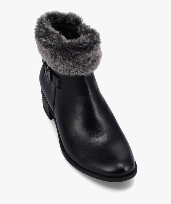 Boots fourrées femme à talon dessus uni élégant vue6 - GEMO (CASUAL) - GEMO