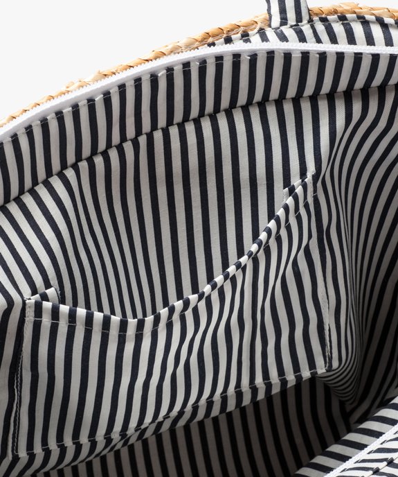 Panier femme en osier avec noeud en toile rayée vue3 - GEMO (ACCESS) - GEMO