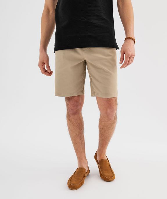 Bermuda en coton extensible à taille élastiquée homme vue1 - GEMO (HOMME) - GEMO