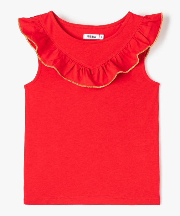 Tee-shirt fille sans manches à plastron volanté vue1 - GEMO (ENFANT) - GEMO