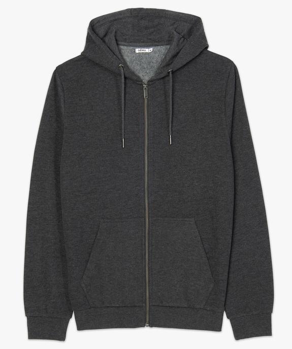 Sweat homme zippé à capuche uni et molletonné vue4 - GEMO 4G HOMME - GEMO