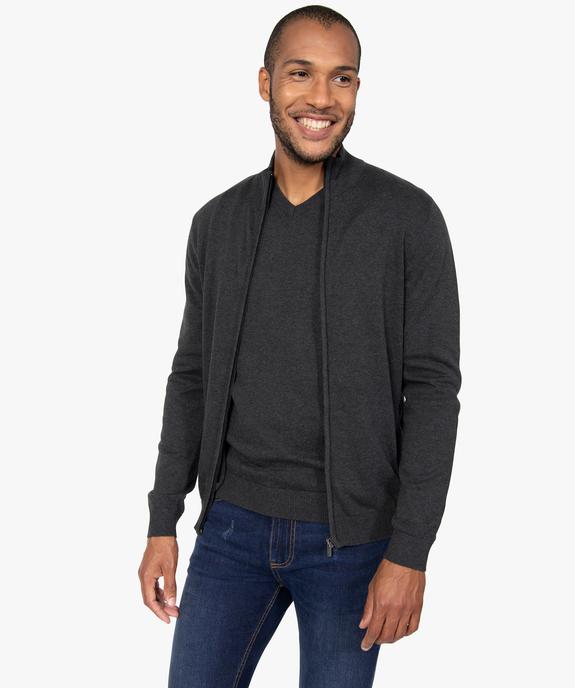 Gilet homme zippé à col camionneur 100% coton biologique vue1 - GEMO 4G HOMME - GEMO