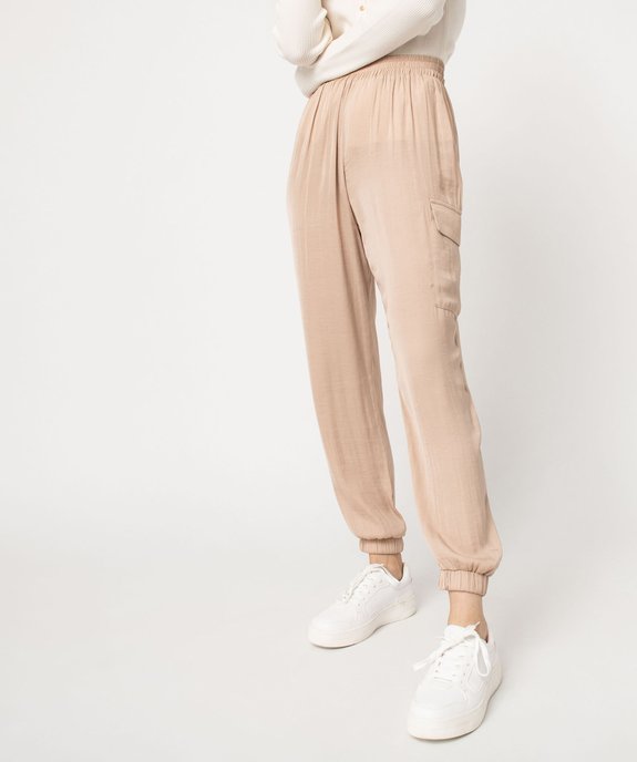 Pantalon cargo en matière satinée femme vue1 - GEMO(FEMME PAP) - GEMO