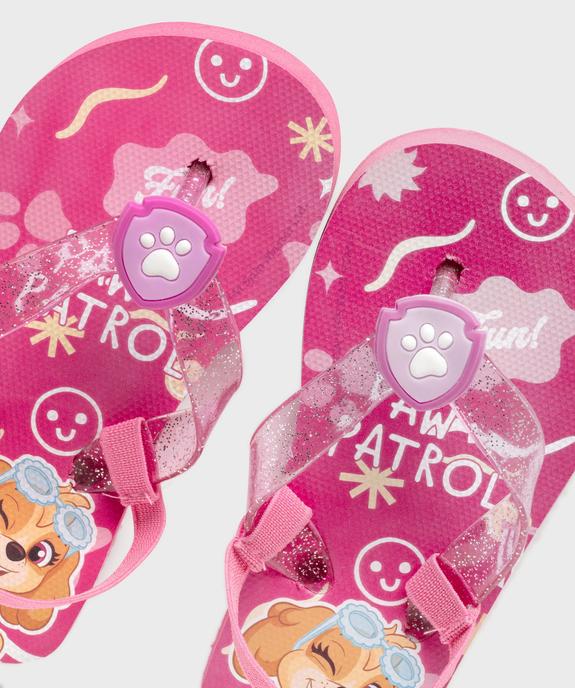 Tongs imprimées et pailletées à bride élastique à la cheville fille - La Pat'Patrouille vue3 - PAT PATROUILLE - GEMO