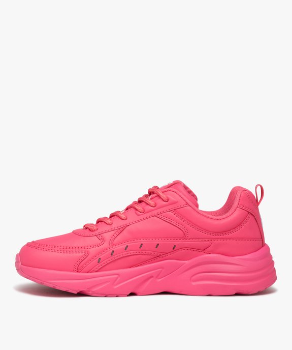 Baskets femme unies à lacets ton sur ton style running - Fila vue3 - FILA - GEMO