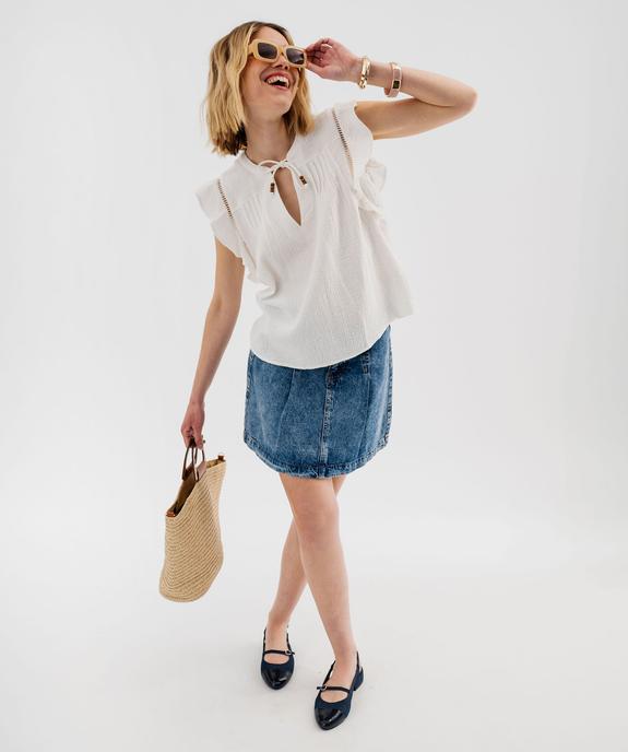 Blouse manches courtes en gaze de coton femme vue4 - GEMO(FEMME PAP) - GEMO