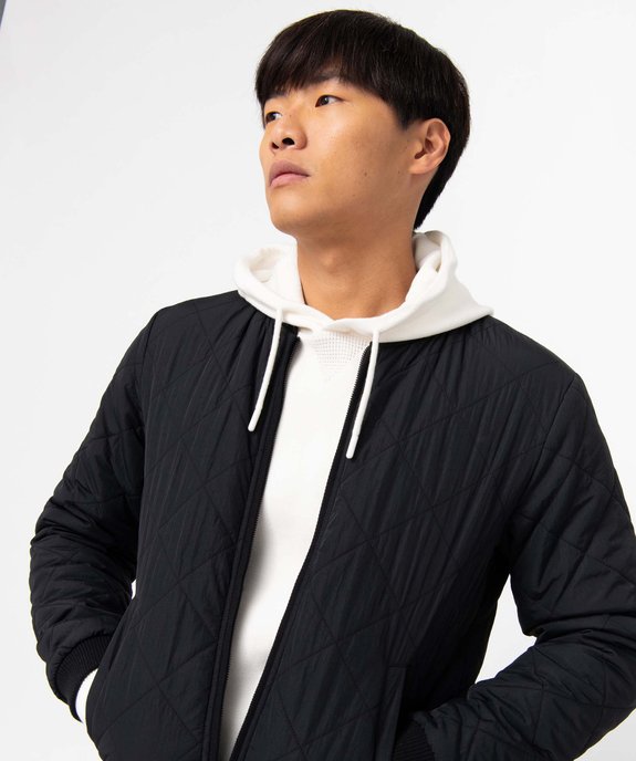 Blouson homme en matière matelassée et finitions en bord-côte vue2 - GEMO 4G HOMME - GEMO