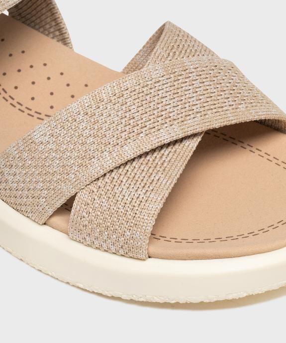 Sandales à larges brides textile et scratch femme vue6 - HOBIZ - GEMO