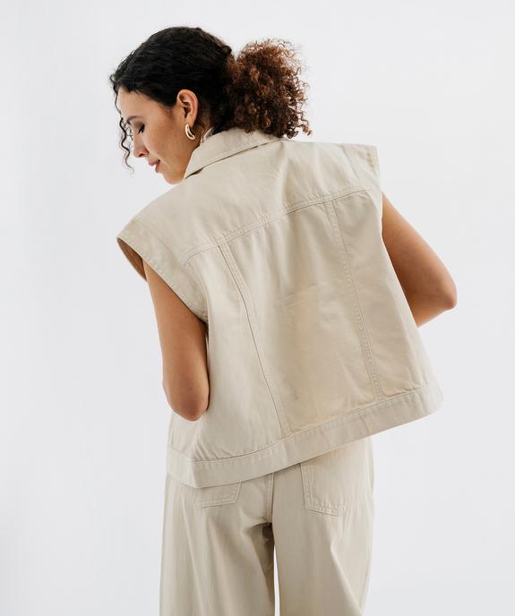 Veste en jean sans manches avec poches asymétriques femme vue3 - GEMO 4G FEMME - GEMO