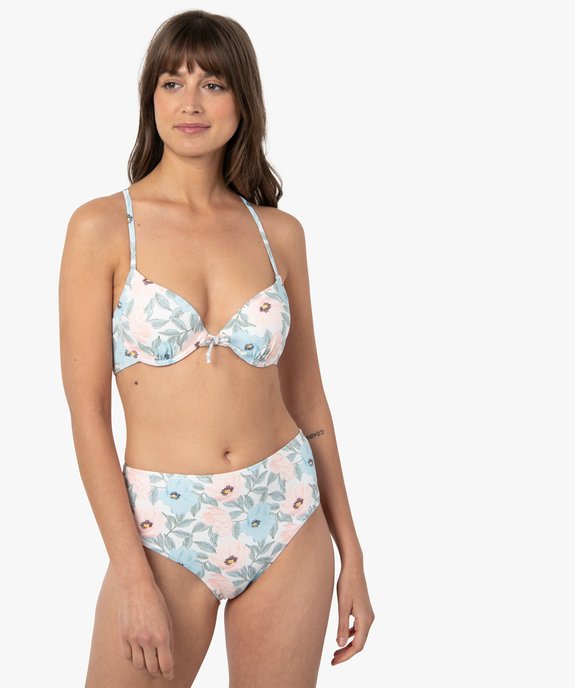 Haut de maillot de bain femme à motifs fleuris forme corbeille vue3 - GEMO (PLAGE) - GEMO