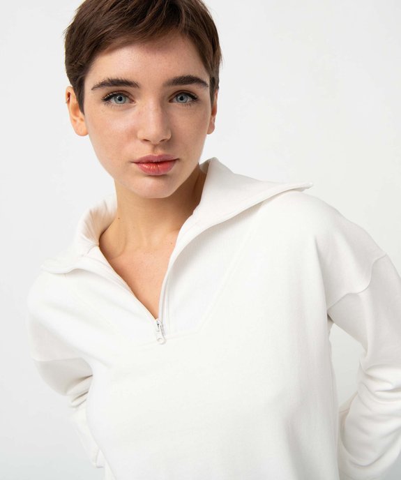 Sweat femme à col camionneur zippé vue2 - GEMO(FEMME PAP) - GEMO