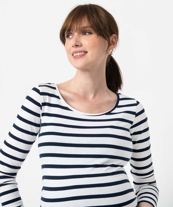 Tee-shirt de grossesse rayé à manches longues vue2 - GEMO 4G MATERN - GEMO