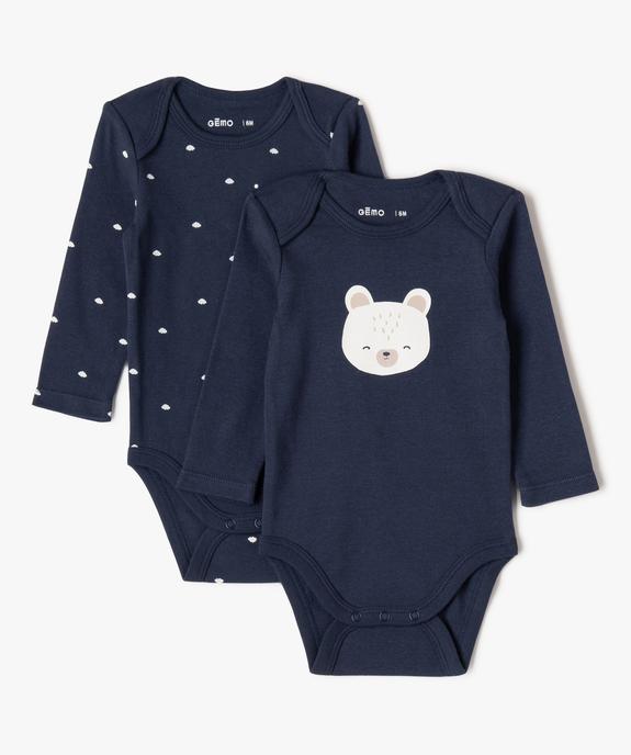Body manches longues col US  imprimé bébé (lot de 2) vue1 - GEMO 4G BEBE - GEMO