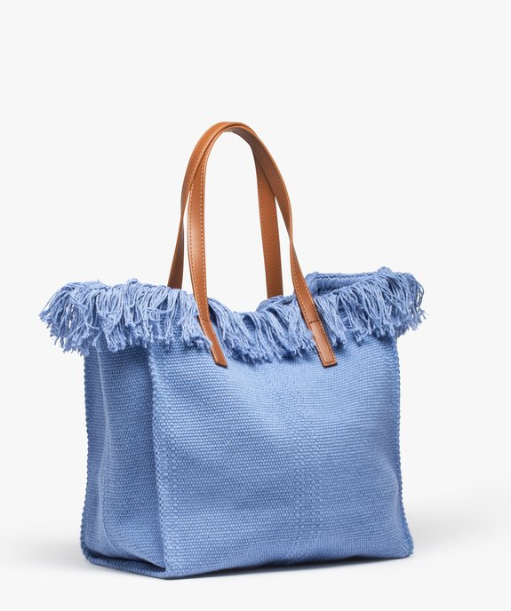 Sac femme cabas en textile à franges grand format  vue2 - GEMO (ACCESS) - GEMO