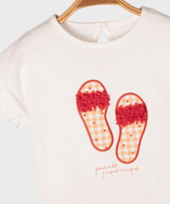 Tee-shirt manches courtes avec motif et volants bébé fille vue3 - GEMO 4G BEBE - GEMO