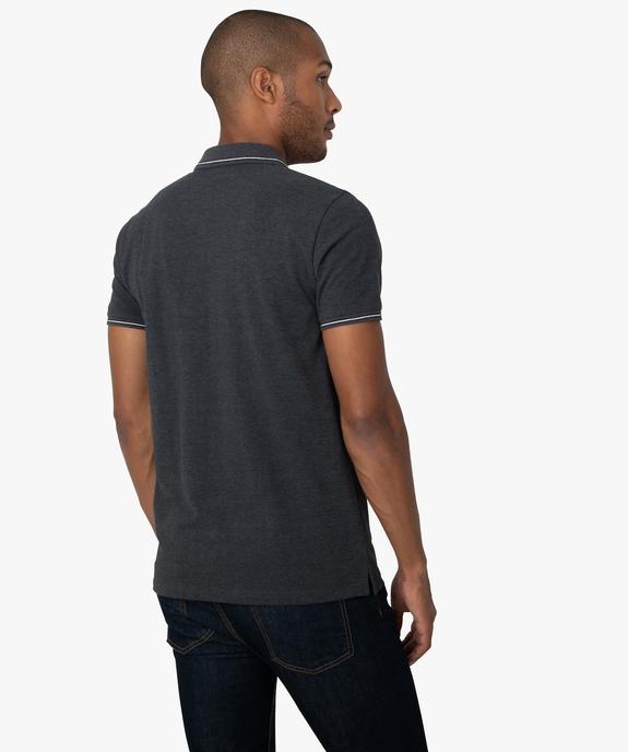Polo homme aux finitions contrastantes en coton bio vue3 - GEMO 4G HOMME - GEMO