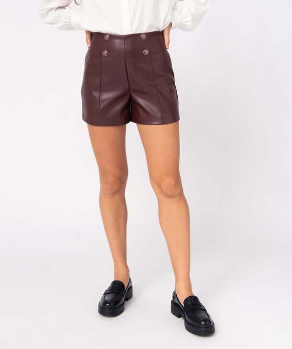 Short femme ample en matière synthétique imitation cuir vue1 - GEMO(FEMME PAP) - GEMO