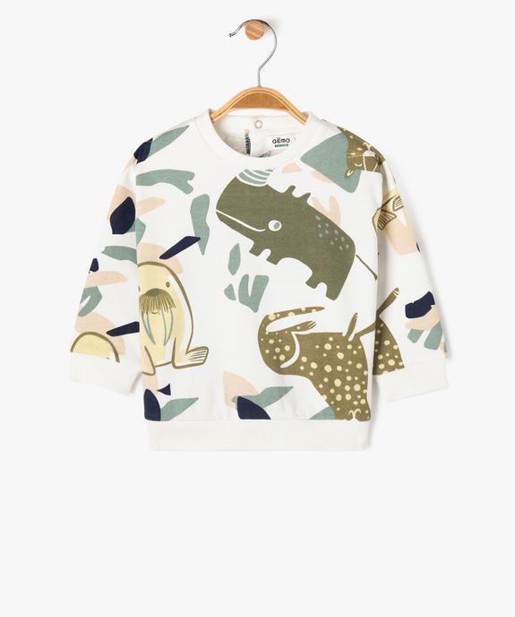 Sweat en molleton doux imprimé all over bébé garçon vue1 - GEMO 4G BEBE - GEMO