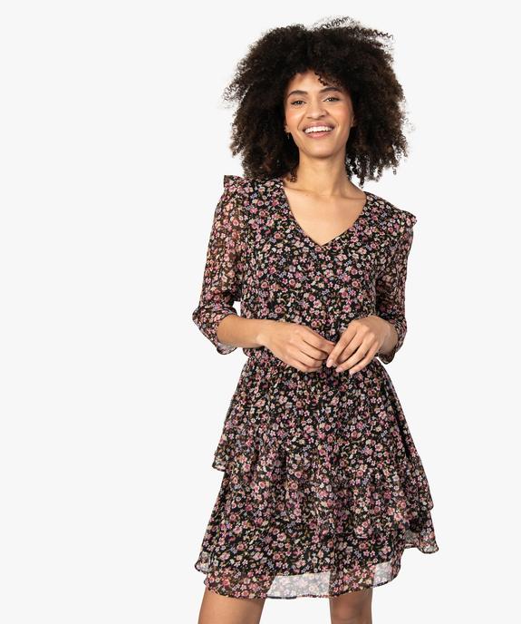 Robe femme imprimée avec volant dans le bas vue1 - GEMO(FEMME PAP) - GEMO