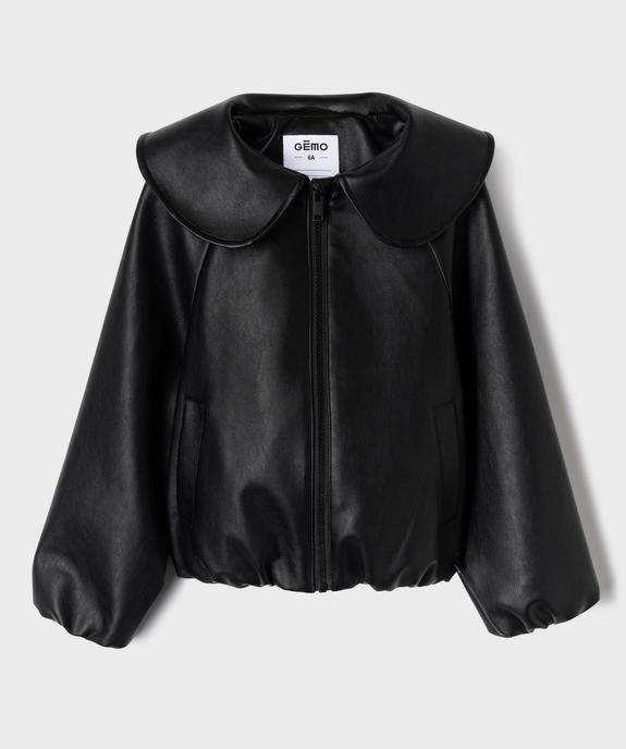 Veste courte à col Claudine en cuir imitation fille vue1 - GEMO (ENFANT) - GEMO