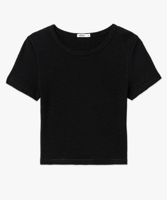 Tee-shirt manches courtes cropped en maille côtelée femme vue4 - GEMO(FEMME PAP) - GEMO