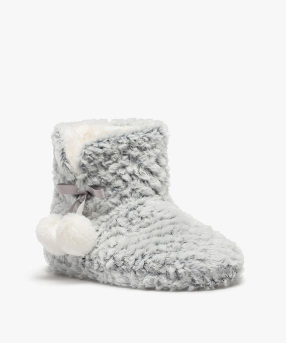 Chaussons boots fourrées avec pompons décoratifs femme vue2 - GEMO(HOMWR FEM) - GEMO