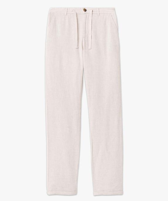 Pantalon homme coupe chino en lin mélangé vue4 - GEMO 4G HOMME - GEMO