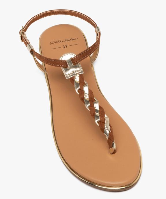 Sandales femme plates avec bride tressée à entre-doigt détails métallisés vue6 - VALENTINA BALDA - GEMO