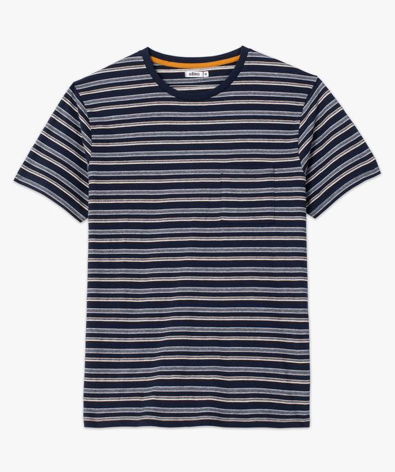 Tee-shirt homme à manches courtes et rayures multicolores vue4 - GEMO (HOMME) - GEMO
