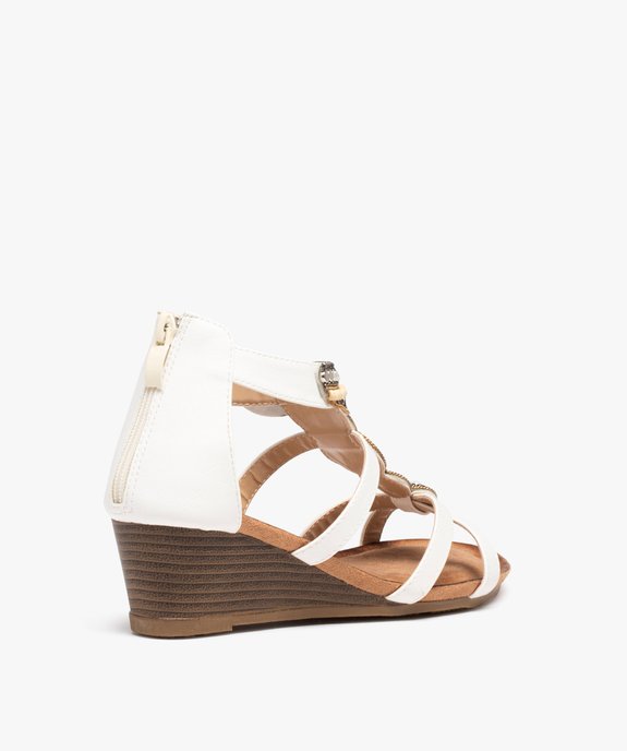Sandales compensées femme avec bride en T à perles vue4 - GEMO(URBAIN) - GEMO