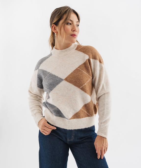 Pull oversize à motif jacquard femme vue1 - GEMO 4G FEMME - GEMO