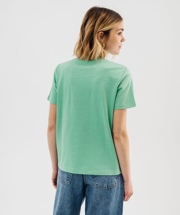 Tee-shirt manches courtes et col rond uni en coton résistant femme vue3 - GEMO(FEMME PAP) - GEMO