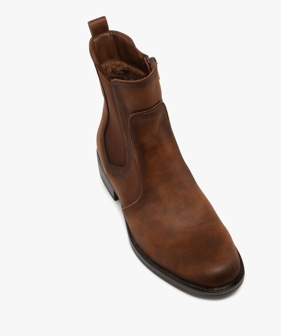 Boots femme fourrées style Chelsea en suédine vue5 - GEMO (CASUAL) - GEMO