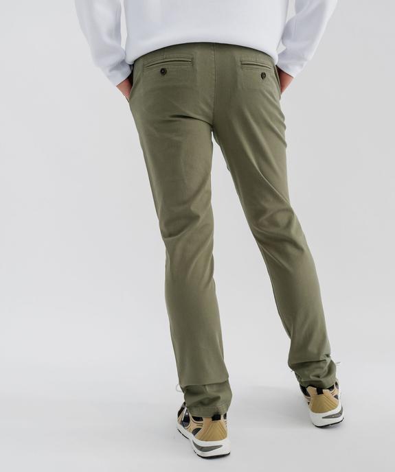 Pantalon chino coupe slim en toile de coton stretch au coloris unique homme vue3 - GEMO 4G HOMME - GEMO