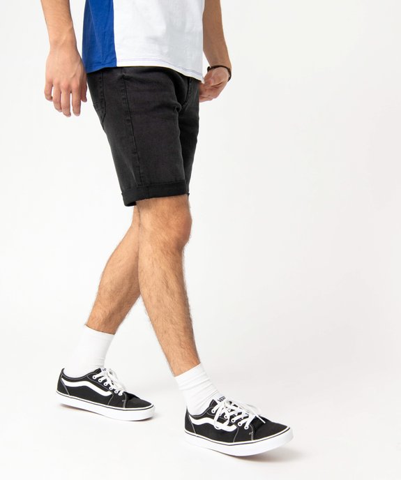 Bermuda homme en jean extensible délavé vue1 - GEMO 4G HOMME - GEMO