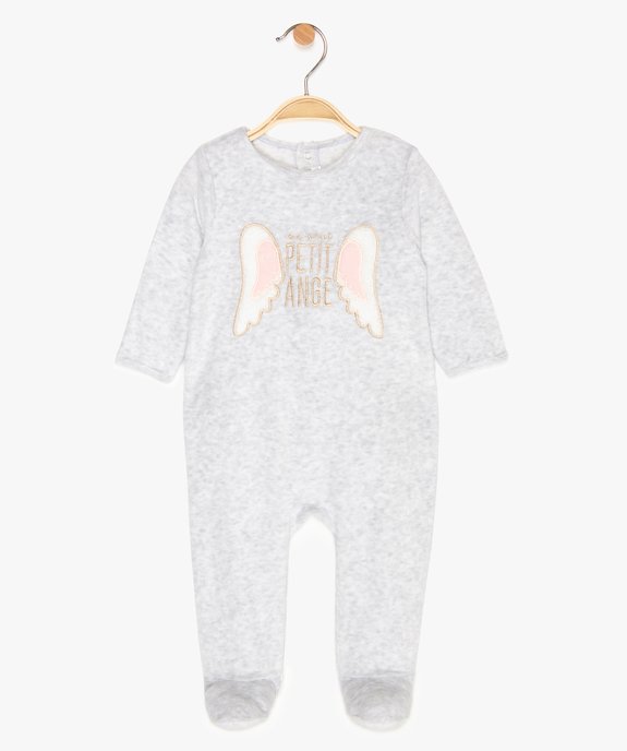 Pyjama bébé fille en velours à motif brodé ailes d'ange vue1 - GEMO(BB COUCHE) - GEMO