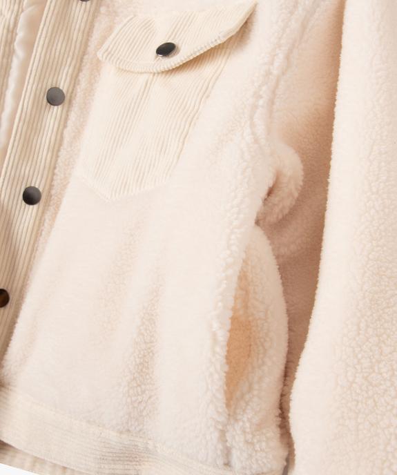 Blouson en sherpa et velours côtelé fille vue4 - GEMO 4G FILLE - GEMO