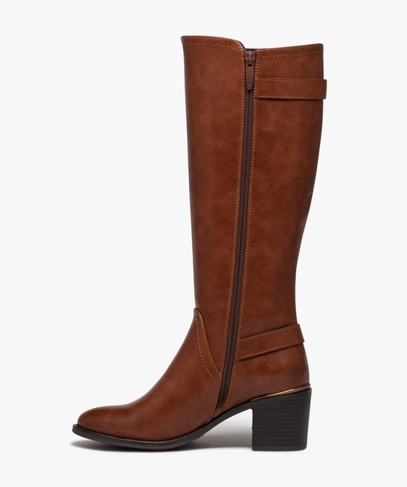 Bottes femme unies à talon carré avec liseré métallisé vue3 - VALENTINA BALDA - GEMO