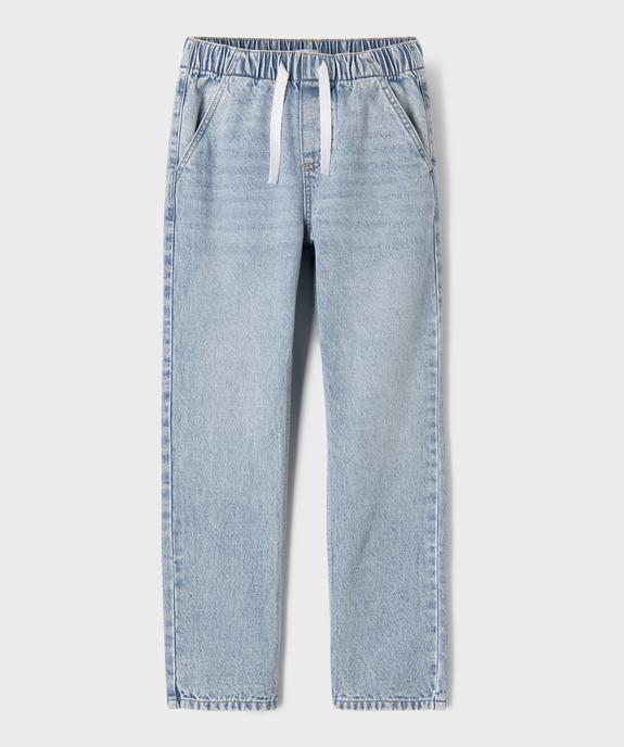 Jean regular en denim délavé à taille élastiquée garçon vue1 - GEMO (JUNIOR) - GEMO